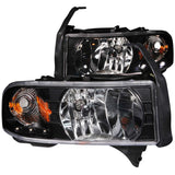 ANZO 1994-2001 Dodge Ram Crystal Headlights Black w/ LED 111205
