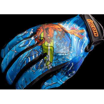 ICON Hooligan™ Dino Fury Gloves - Blue - Large 3301-4637