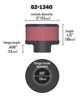 K&N 0.625 inch ID 2 inch OD 1.5 inch H Clamp On Crankcase Vent Filter 62-1340