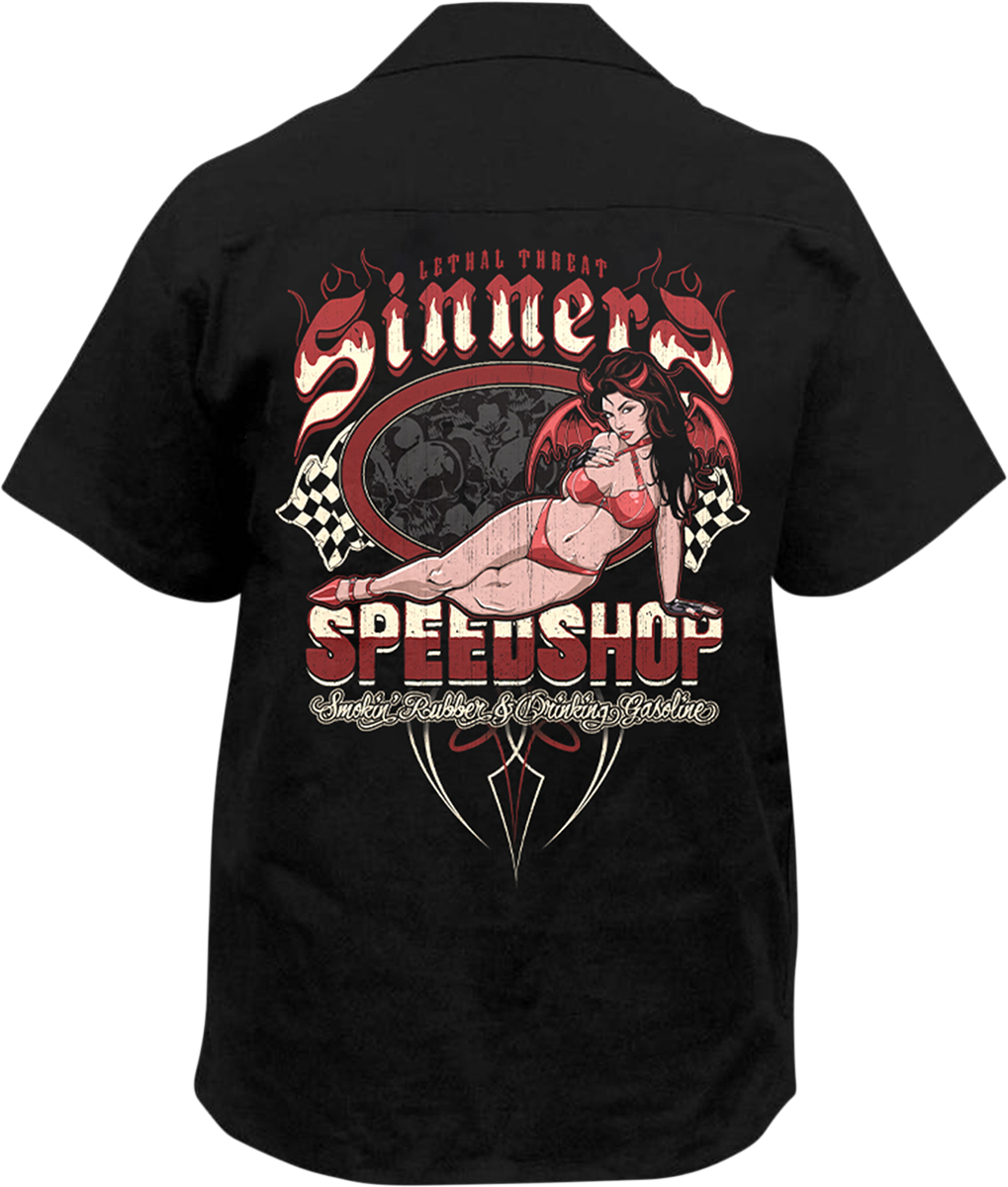 LETHAL THREAT Sinners Speedshop Shirt - Black - 2XL HW50215XXL