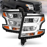 ANZO 2015-2020 Chevy Tahoe Projector Headlights Plank Style Chrome w/DRL 111493