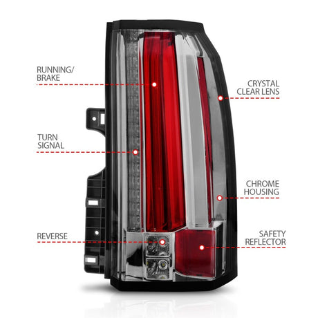 ANZO 2015-2017 GMC Yukon/Yukon XL LED Taillights Chrome 311277