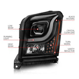 Anzo 15-17 GMC Yukon/Yukon XL Projector Headlights Black Housing/Clear Lens (w/ Light Bars) 111535