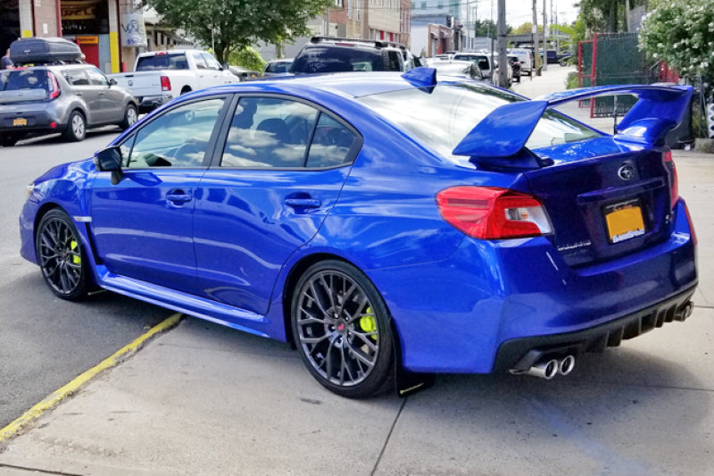 Rally Armor 15-21 Subaru WRX/STI (Sedan ONLY) Black UR Mud Flap w/ Green Logo MF32-UR-BLK/CGN