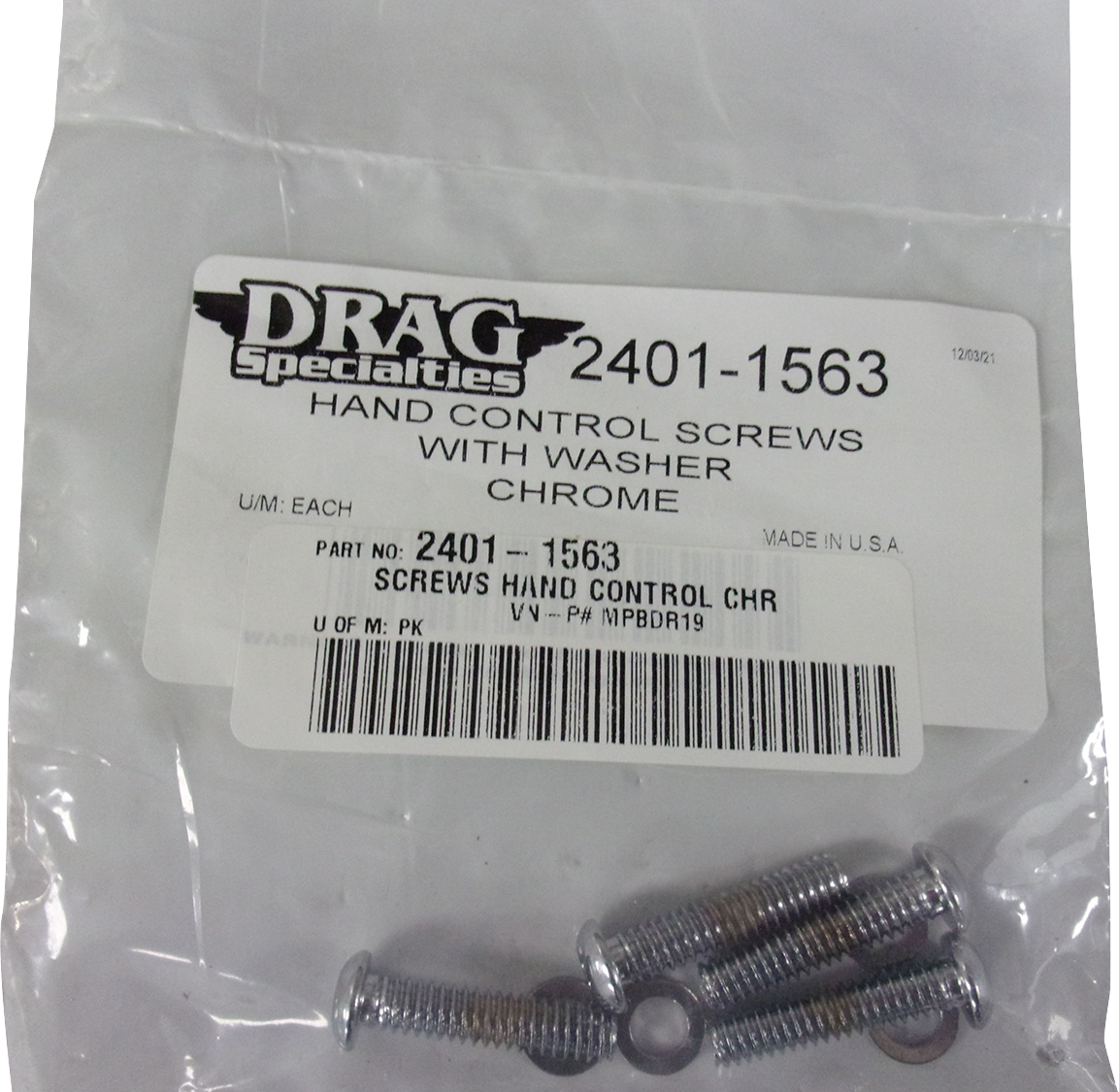 DRAG SPECIALTIES Hand Control Screws - Chrome MPBDR19