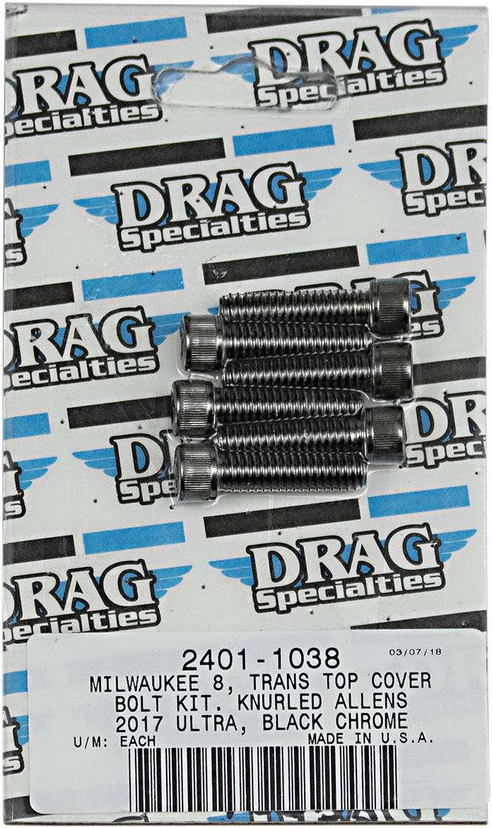 DRAG SPECIALTIES Kit de pernos superiores de transmisión - Negro/Cromo - M8 MK786BK 