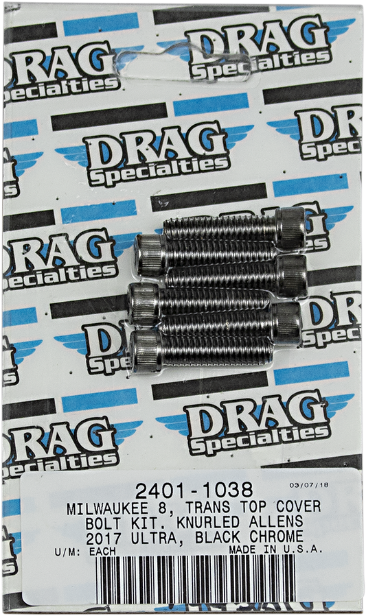 DRAG SPECIALTIES Transmission Top Bolt Kit - Black/Chrome - M8 MK786BK