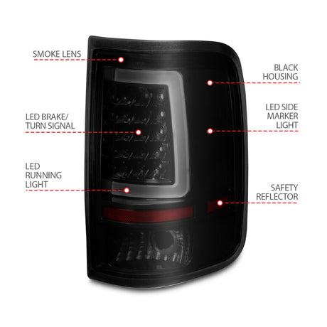 ANZO 2004-2006 Ford F-150 LED Tail Lights w/ Light Bar Black Housing Smoke Lens 311343
