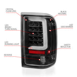 ANZO 1993-1997 Ford  Ranger LED Tail Lights w/ Light Bar Black Housing Clear Lens 311359