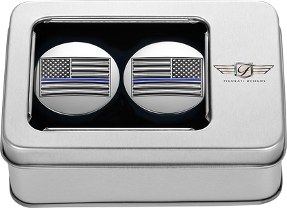 FIGURATI DESIGNS Swing Arm Covers - Blue Line American Flag - Custom - Reversed FD70-ABFL-SS