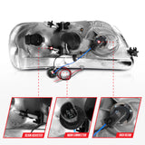 ANZO 1997-2003 Ford F-150 Projector Headlights w/ Light Bar Black Housing 111503