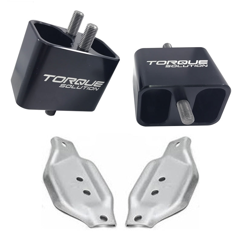 Torque Solution Solid Billet Engine Mounts w/ Mount Plates: 02-14 Subaru WRX / 04-17 STI TS-SU-200SB-PL