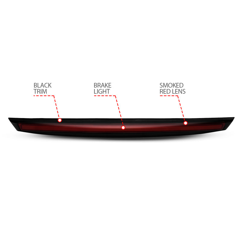 ANZO 2007-2014 Chevrolet Suburban 1500 LED 3rd Brake Light Black Housing Smoke Lens w/ Spoiler 1pc 531109