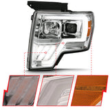 ANZO 2009-2013 Ford F-150 Projector Light Bar G4 Switchback H.L. Chrome Amber 111470