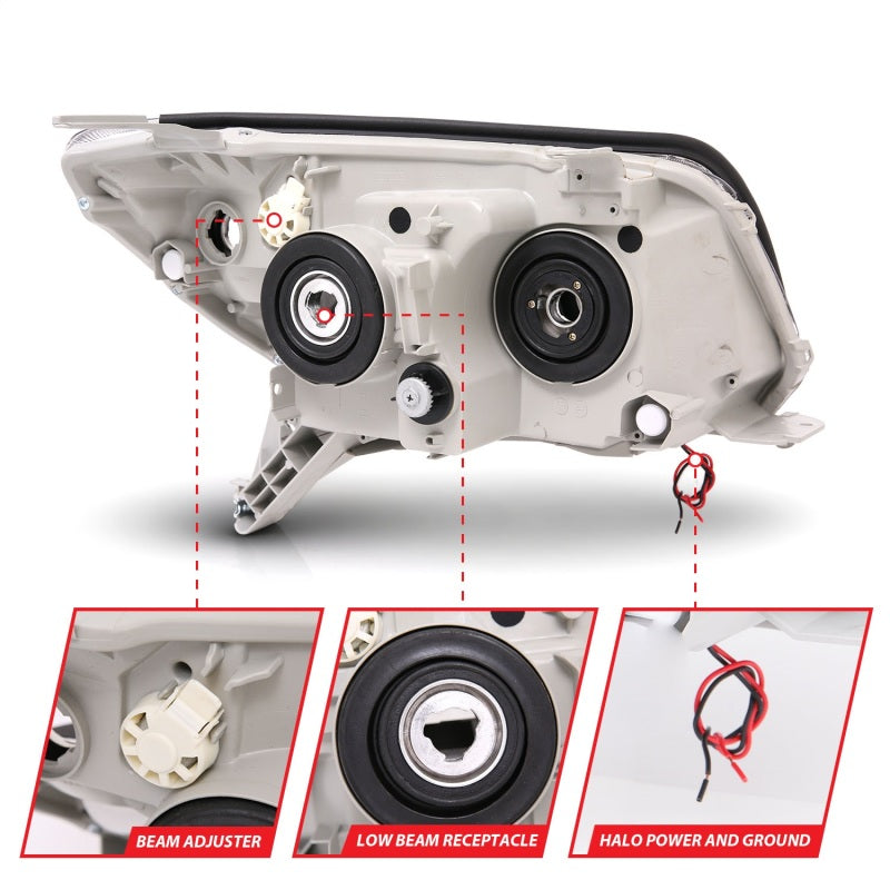 ANZO 2006-2009 Toyota 4Runner Projector Headlights w/ Halo Black 111320