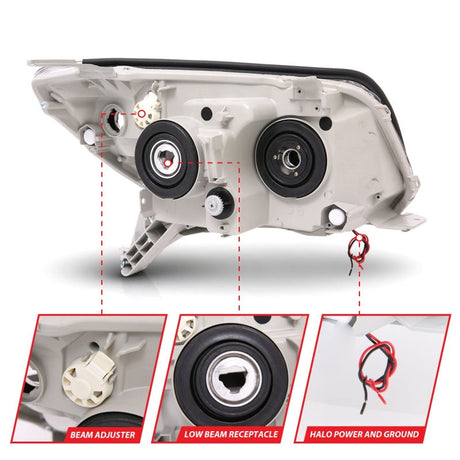 ANZO 2006-2009 Toyota 4Runner Projector Headlights w/ Halo Black 111320
