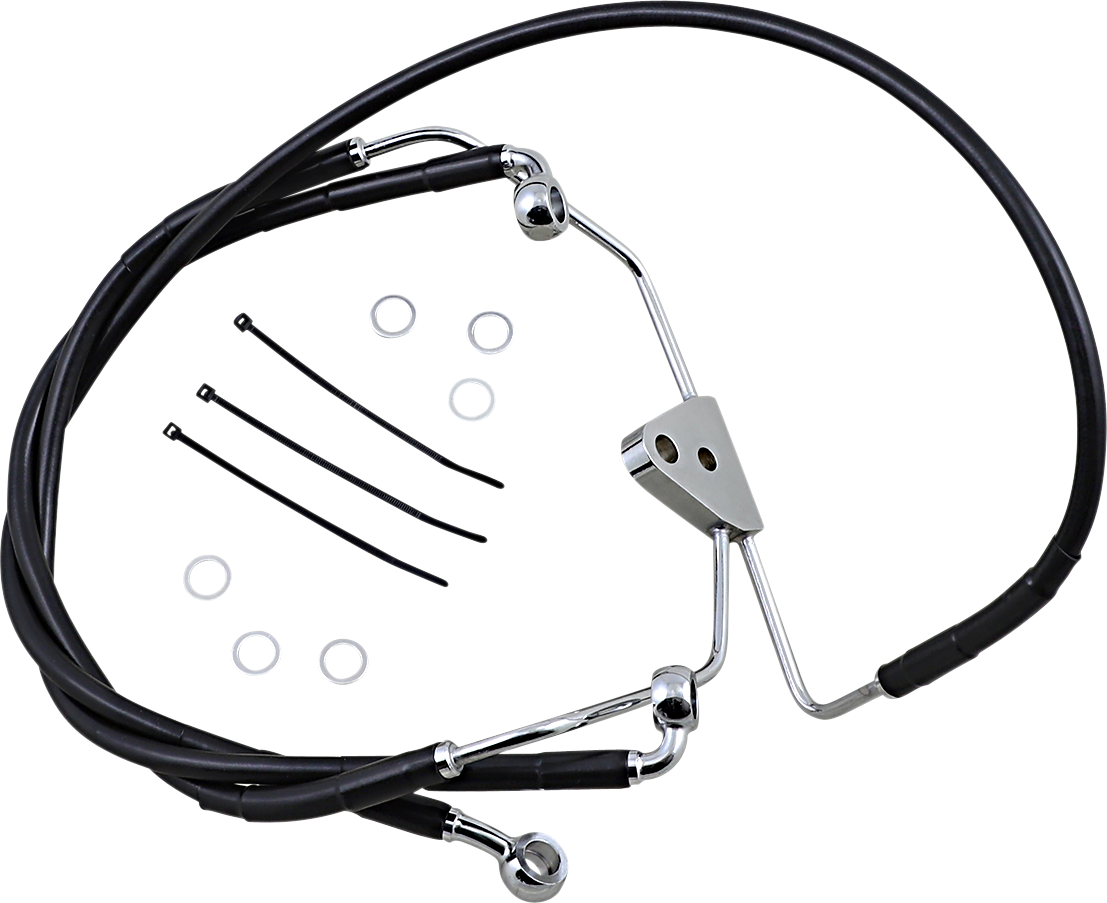 DRAG SPECIALTIES Brake Line - Front - Black - +6" 620085-6BLK