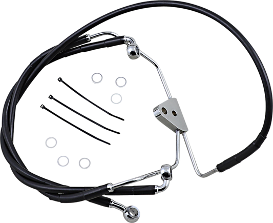 DRAG SPECIALTIES Brake Line - Front - Black - +6" 620085-6BLK