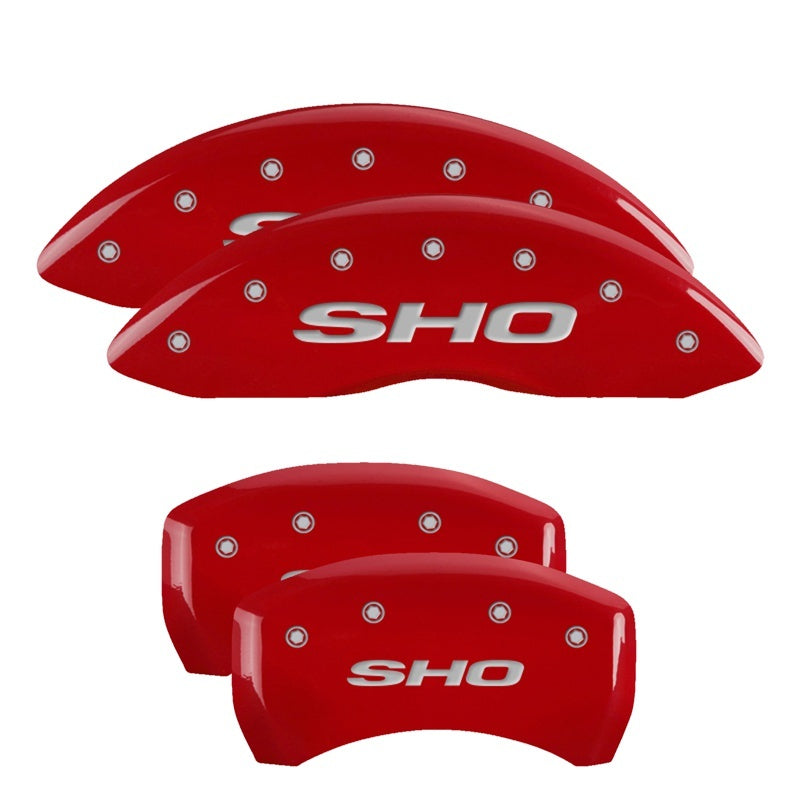 MGP 4 Caliper Covers Engraved Front & Rear SHO Red finish silver ch 10222SSHORD
