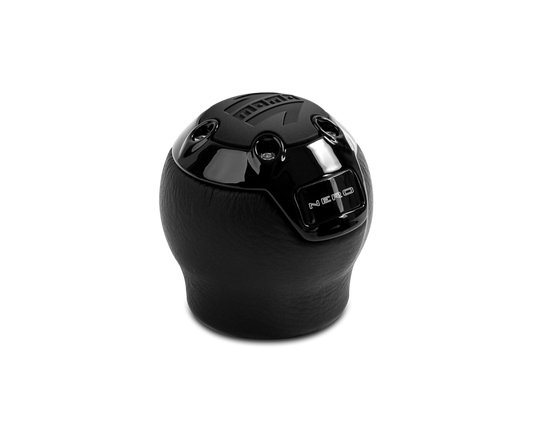 Momo Nero Shift Knob - Black Leather, Black Chrome Insert, with Reverse Lockout NERBK1-R