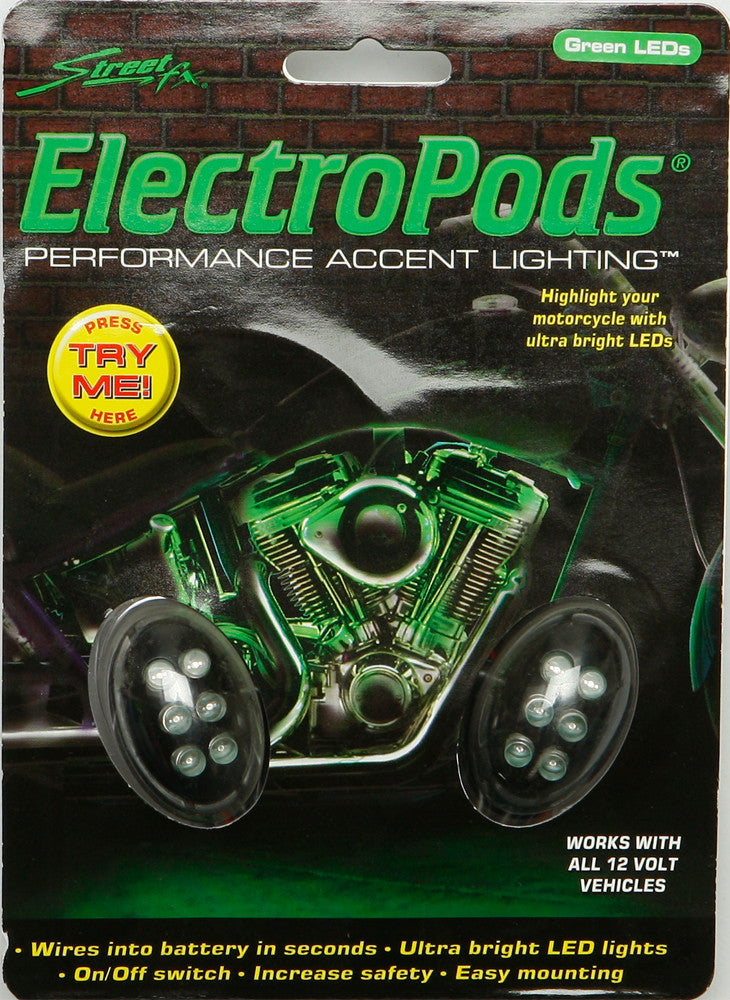 STREETFX Oval Light Kit Black W/Green L Ed 1042519
