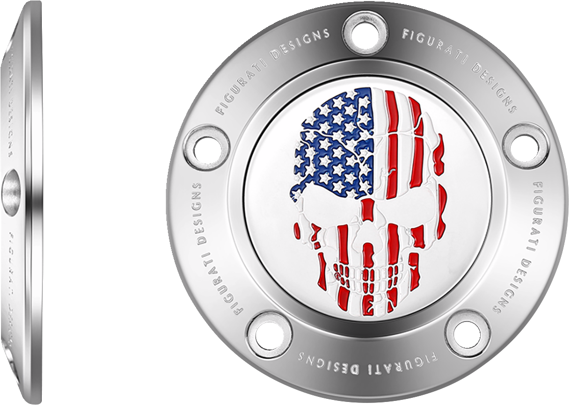 FIGURATI DESIGNS Timing Cover - 5 Hole - Skull - Stainless Steel FD24-TC-5H-SS