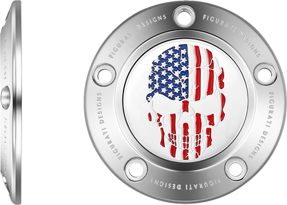 FIGURATI DESIGNS Timing Cover - 5 Hole - Skull - Stainless Steel FD24-TC-5H-SS