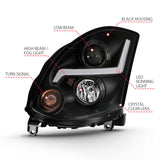 ANZO 2003-2007 Infiniti G35 Projector Headlight Plank Style Black (HID Compatible, No HID Kit ) 121557