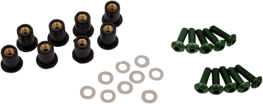 PUIG HI-TECH PARTS Windscreen Screw Kit - Green 0957V