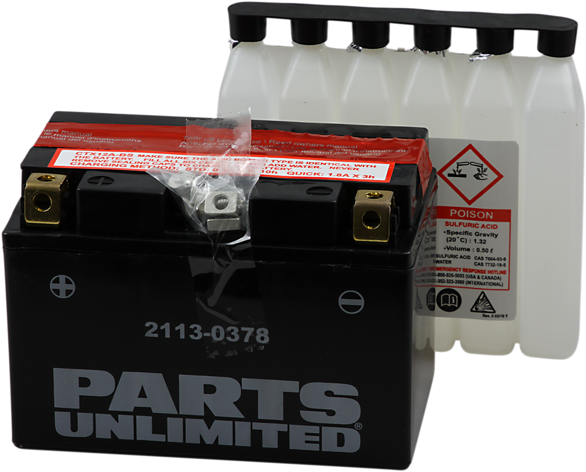Parts Unlimited Agm Battery - Ytx12a-Bs Ctx12a-Bs