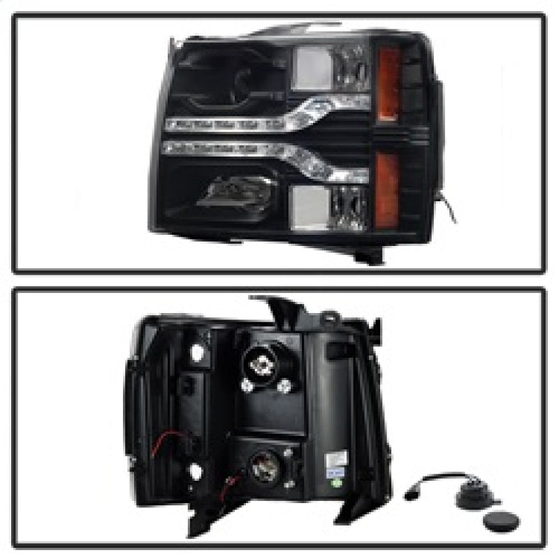 Spyder Chevy Silverado 1500 07-13 V2 Projector Headlights - LED DRL - Black PRO-YD-CS07V2-DRL-BK 5083524