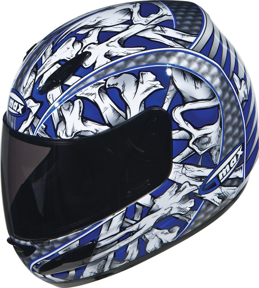 GMAX Gm-48 Full Face Bones Blue/White/Silver/Black Xs G948213 TC-2