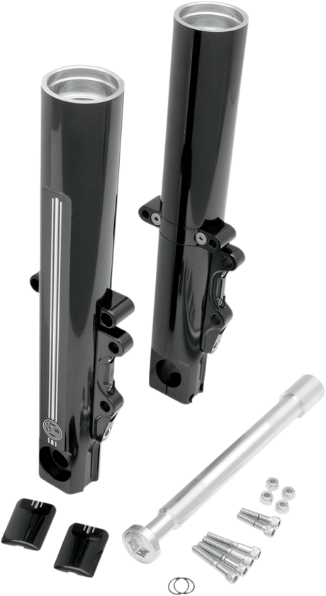 PERFORMANCE MACHINE (PM) Lower Fork Leg Kit - Dual Disc - Contrast Cut - Black/Silver - '08-'13 0208-2056-BM