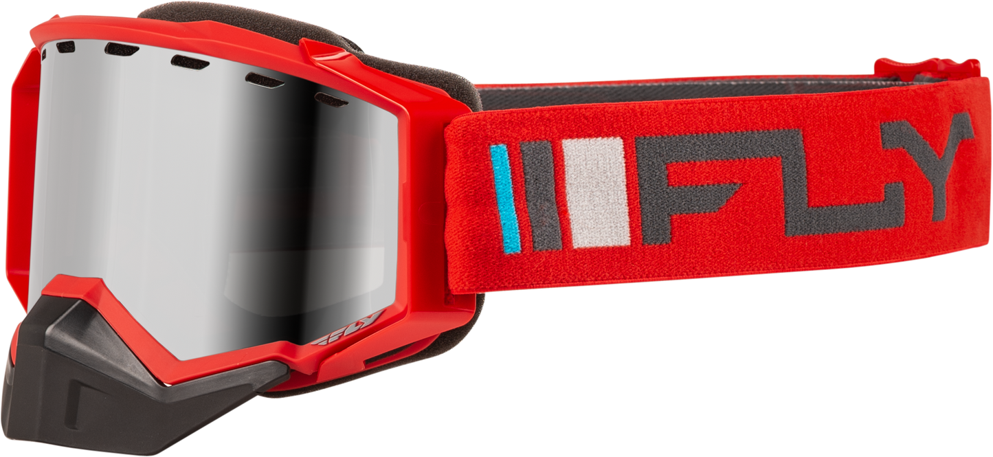 FLY RACING Zone Snow Goggle Red/Charcoal W/ Silver Mirror/Smoke Lens FLB-24Z4