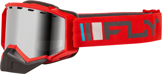 FLY RACING Zone Snow Goggle Red/Charcoal W/ Silver Mirror/Smoke Lens FLB-24Z4