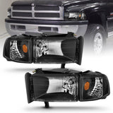 ANZO 1994-2001 Dodge Ram Crystal Headlights Black 111067