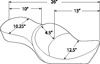 DRAG SPECIALTIES Low Profile Double Bucket Smooth Seat - XL NO RUBBER BUMPERS 0804-0625