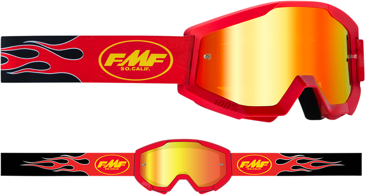 FMF Youth PowerCore Goggles - Flame - Red - Red Mirror F-50055-00004 2601-3021