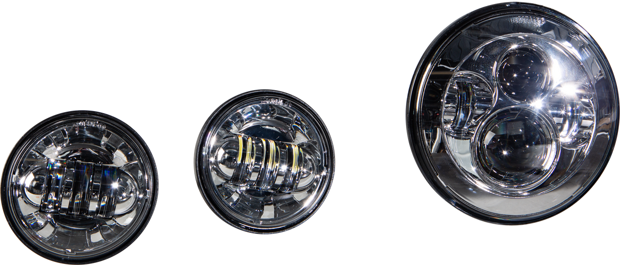 HARDDRIVE Led Headlight/Passing Lamp Set Chrome 820-0367