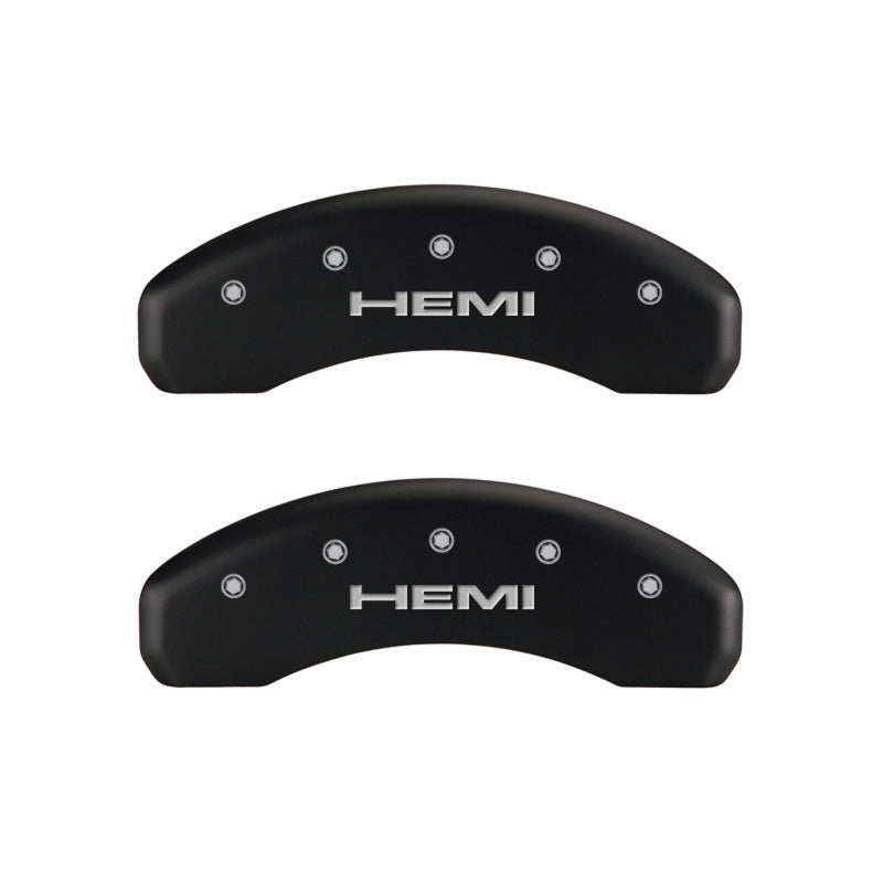 MGP 4 Caliper Covers Engraved Front & Rear Hemi Red finish silver ch 55001SHEMRD