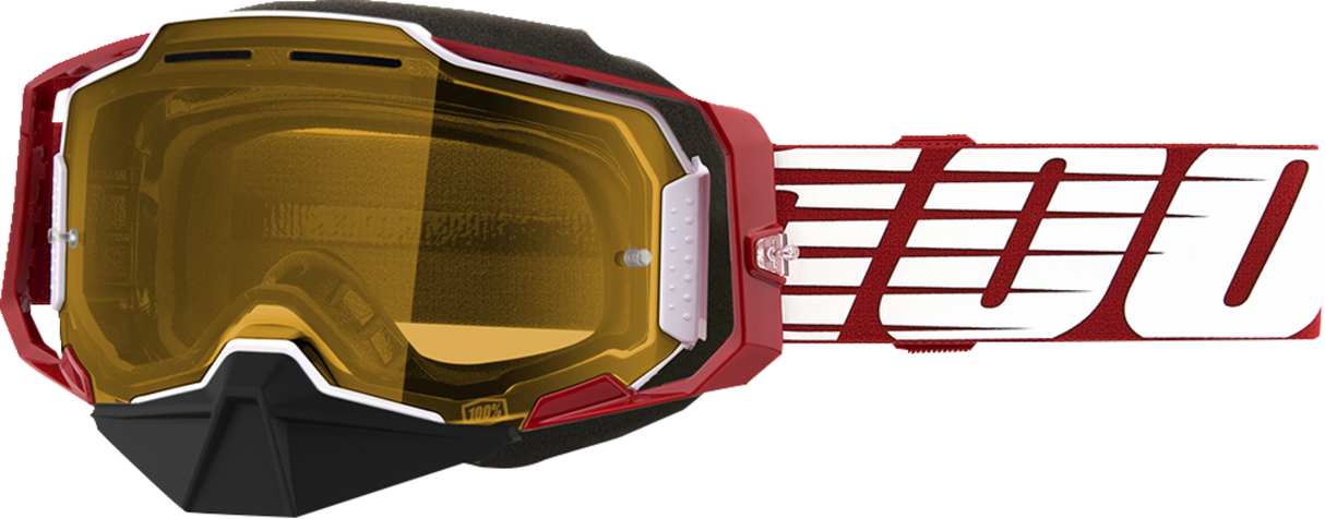 100% Armega Snow Goggles - Oversized Red - Yellow 50007-00006