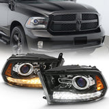 ANZO 2009-2018 Dodge Ram 1500 Projector Plank Style Switchback H.L Halo Black Amber (OE Style) 111439