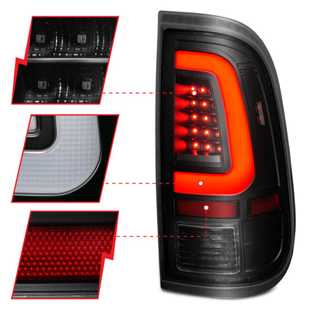 ANZO 2008-2016 Ford  F-250  LED Tail w/ Lights Bar Black Housing Smoke Lens 311379