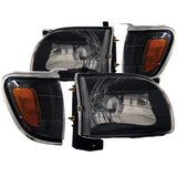 ANZO 2001-2004 Toyota Tacoma Crystal Headlights Black 121190