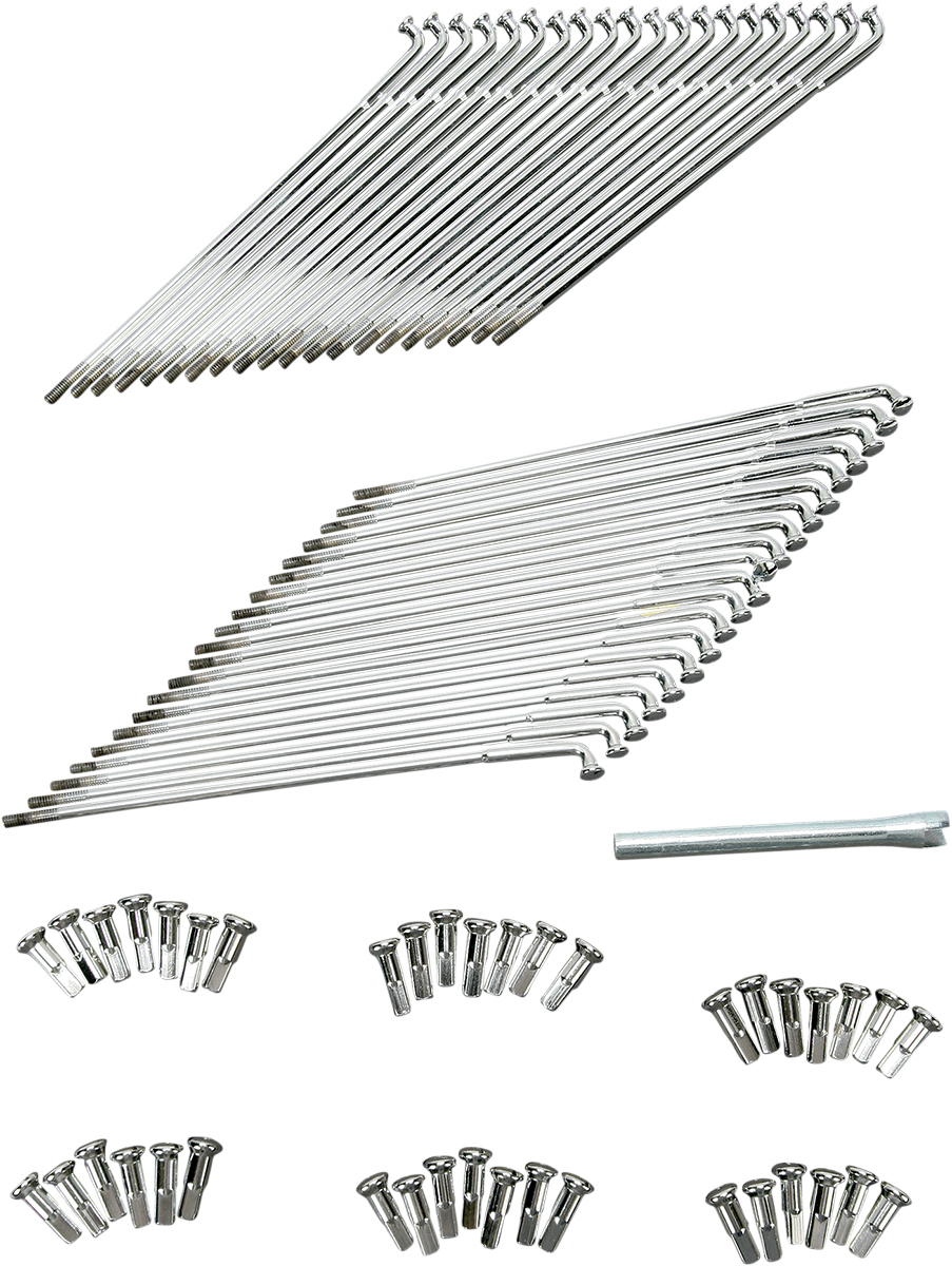 DRAG SPECIALTIES Juego de radios - Centro abatible - Delantero - Cromado - 21" PARA LLANTA DE ESTILO PERSONALIZADO 16-0513-BC629