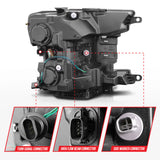 ANZO 2018-2020 Ford F-150 Projector Headlight w/ Plank Style Switchback Black Housing 111509