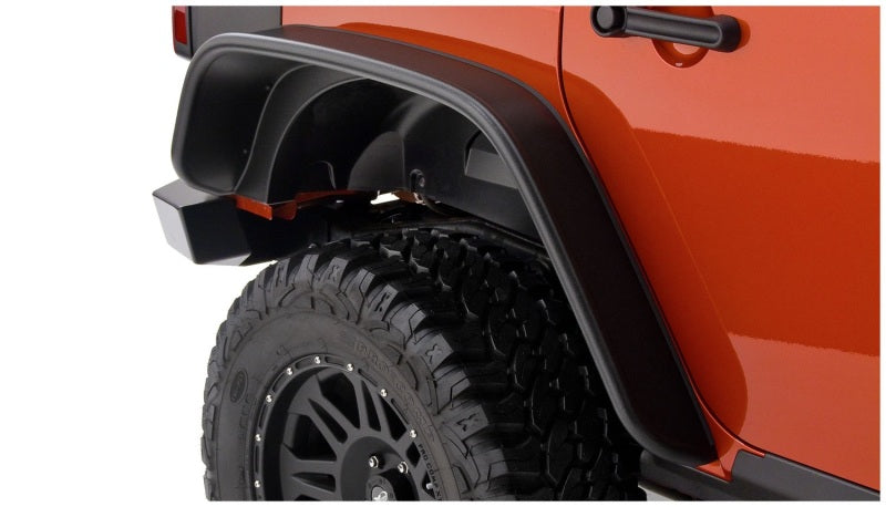 Bushwacker 07-18 Jeep Wrangler Unlimited Flat Style Flares 4pc 4-Door Sport Utility Only - Black 10918-07