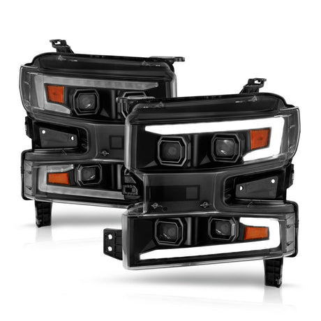 ANZO 19-22 Chevrolet Silverado 1500 LED Proj HL w/Lgt Bar SwBk Seq. Blk w/In. Light - Passenger Side 111566-R