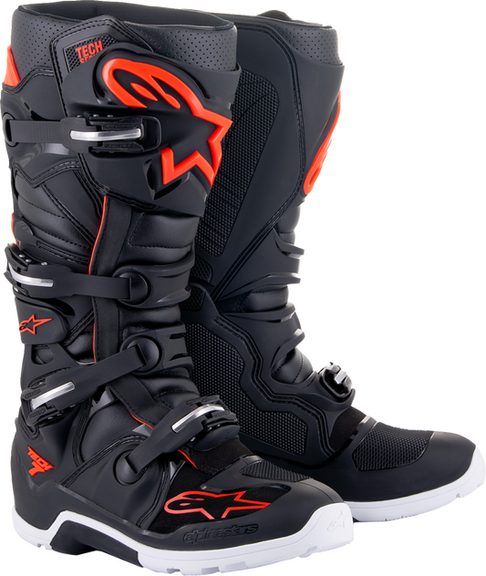 ALPINESTARS Tech 7 Enduro Boots - Black/Red Fluorescent - US 13 2012114-1030-13