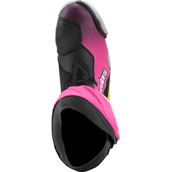ALPINESTARS Supertech R Boots - Black/Magenta/White/Yellow - US 12.5 / EU 48 2220021-1634- 48